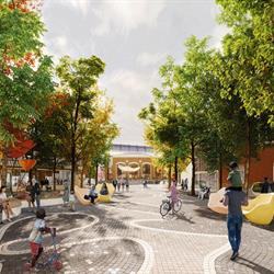 Pedestrian Level view of Garden Square
